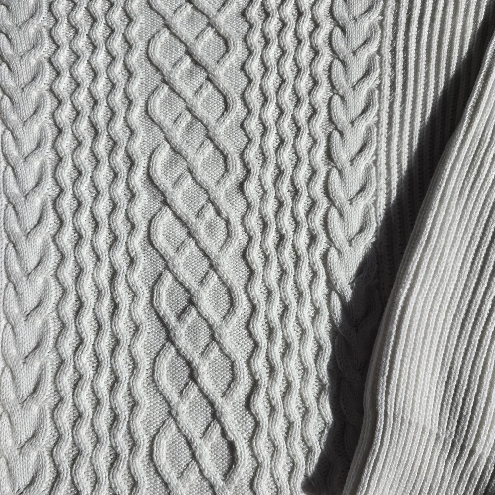 Tommy Hilfiger Y2K White Cable Knit Sweater, Size Large